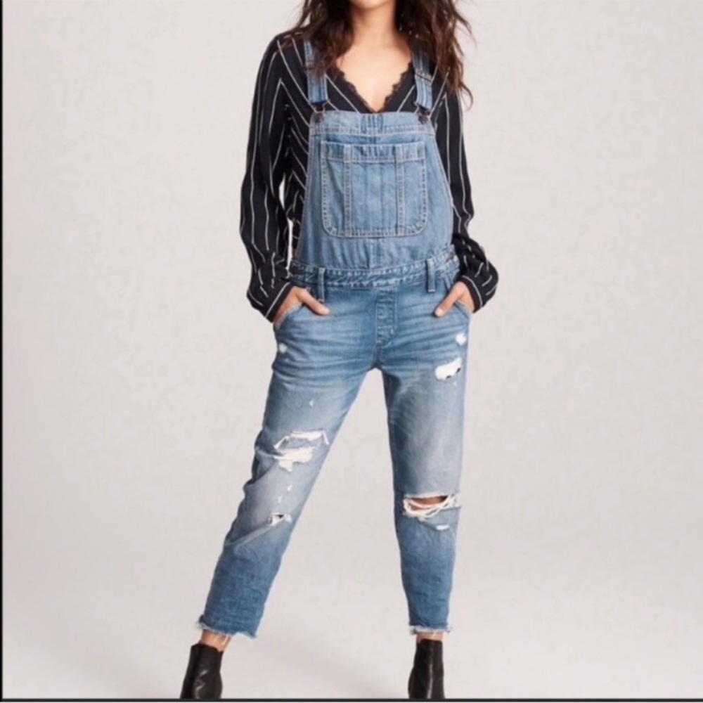 Abercrombie & Fitch Distressed Boyfriend Overalls